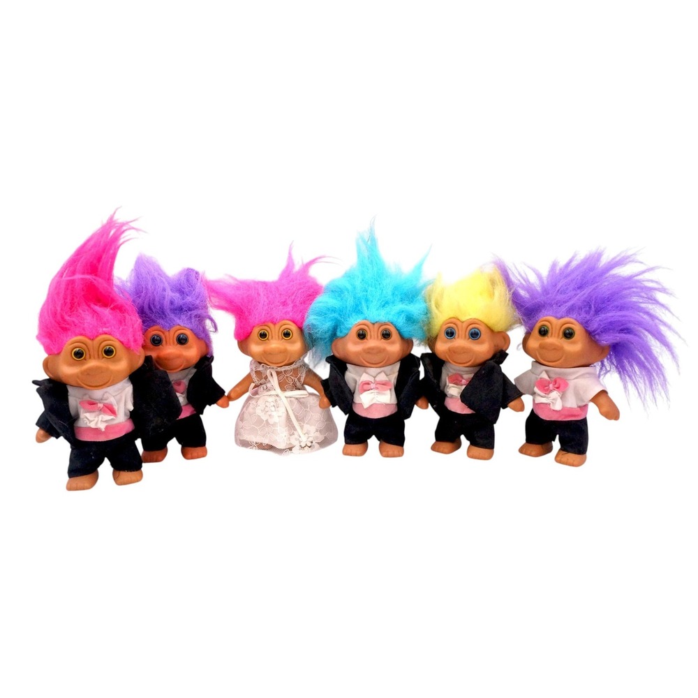 Vintage Troll Dolls Wedding Lot 16 Russ Bride Groom Mixed Colors - Picture 3 of 13